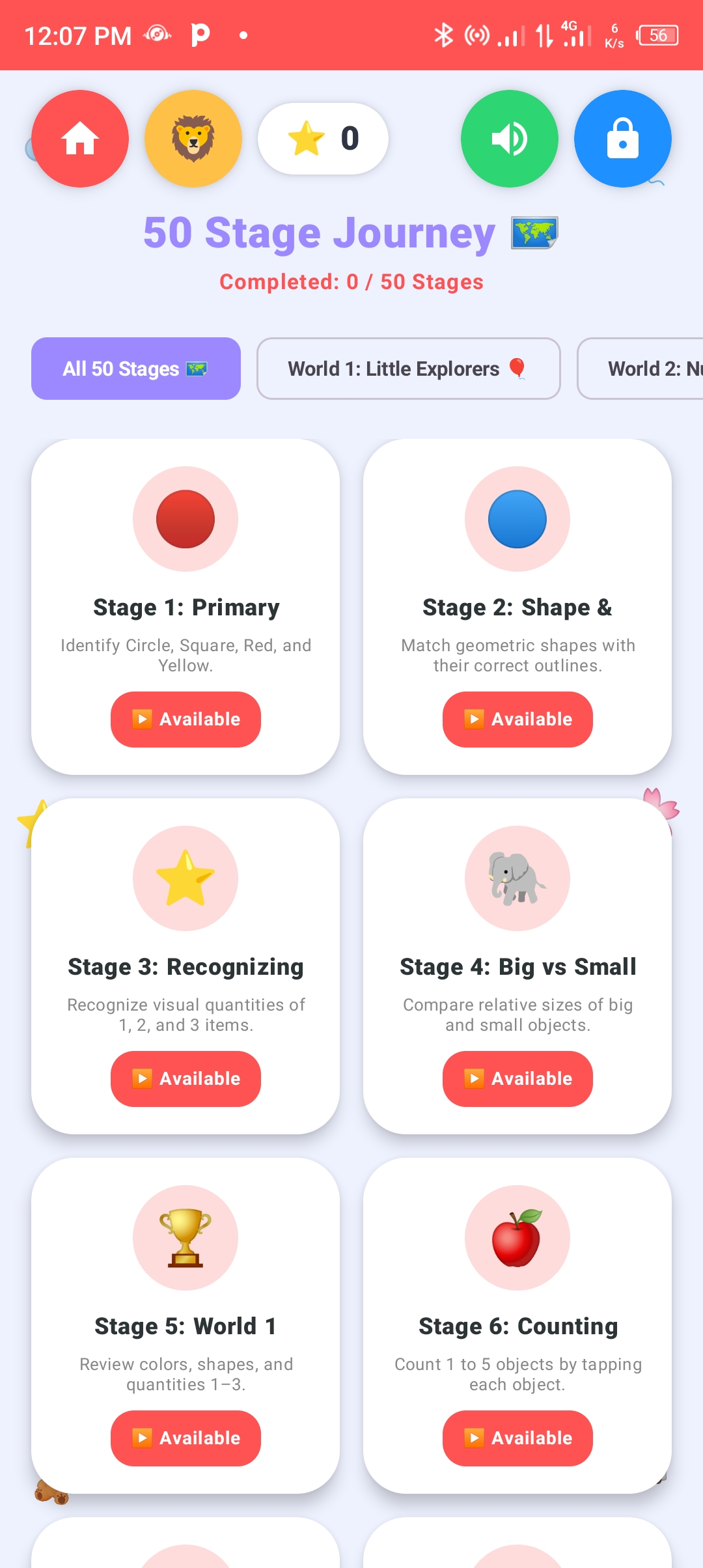 Progressive Learning Stages and Math Activities